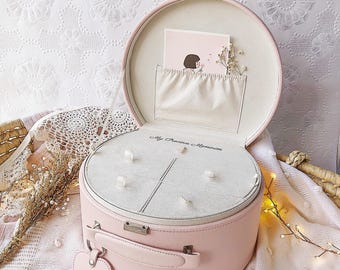 Pink Baby Keepsake Box with Compartment Tray, Personalized Monogrammed Memory Box