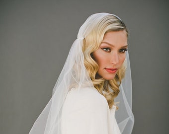 Juliet Cap Veil-1920s Headpiece-BOHO Veil-Chapel Length Veil-Gatsby Veil-Bohemian Crown-Halo Crown-Simple Wedding Veil-Soft Veil-1107