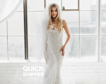 Cathedral Veil | Long Veil | Sheer Tulle Veil | Wedding Veil | Single Layer Veil | Classic Bridal Veil | Traditional Veil | QUICK SHIP 0802