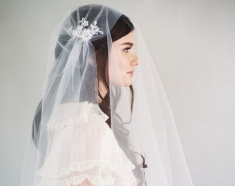 Juliet Cap Veil-Lace Juliet Cap Veil-1920s Bride-Lace Wedding Veil-Bridal Veil-Fingertip Length Veil-Chapel Length Veil-Two Tier Veil-1624