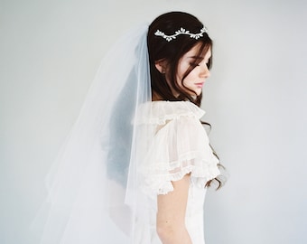 Drop Veil, Bridal Veil, Double Layer Veil, Two Tier Veil, Ivory Veil, Traditional Wedding Veil, Cathedral Veil, Simple Veil, 1106 + Gather