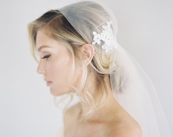 Juliet Cap Veil | Lace Juliet Veil, Custom Veil by Veiled Beauty, Ivory Tulle Veil-Lace Applique Veil-1920s Headpiece-Boho Wedding Veil 1641