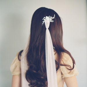 Drape Veil-English Net Veil-Bohemian Crown-Veiled Beauty-Chapel Length Veil-Soft Wedding Veil-Flower Crown-Simple Wedding Veil- 1634