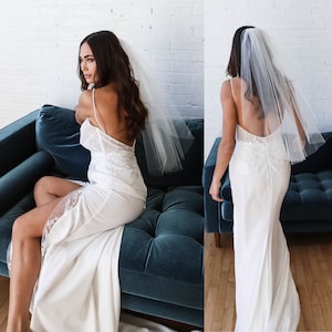 Short Veil, Wedding Veil, Simple Bridal Veil, Waist Length Veil, Elbow Veil, Fingertip Veil, Long Veil, Chapel Veil, Blusher Veil | 0802