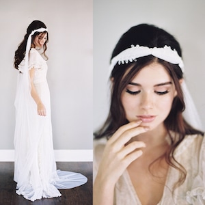Grecian Drape Veil|Custom Veil by Veiled Beauty|English Net Veil-Lace Veil-Boho Veil-Soft Wedding Veil-Bohemian Headpiece-  1633