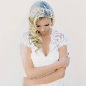 Juliet Cap Veil, | Custom Veil by Veiled Beauty| Soft Tulle Veil-Chapel Length Veil-Simple Wedding Veil-Crystal Crown-Halo Crown 1515