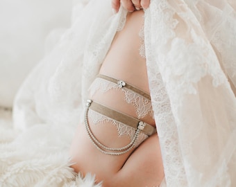 Rhinestone Garter-Lace Lingerie Set-Wedding Garter-Bridal Garter Toss-Boho Lingerie-Bridal Garter-Velvet Garter-1920s Bride-Boho Garter 1727