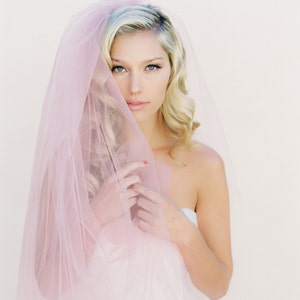 Blush Veil-Little Something-Simple Wedding Veil-Ivory Simple Veil-Soft Wedding Veil Chapel Length Veil-Wedding Veil Blusher-Boho Veil 0802 image 2