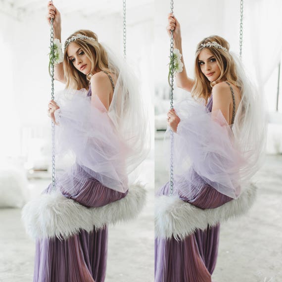 Purple Wedding Veil, Purple Ombre Veil, Hand Dyed Veil, Dip  display picture 3