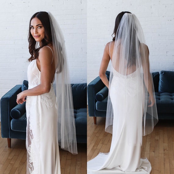 Fingertip Veil, Simple Wedding Veil, Bridal Veil, Waist 