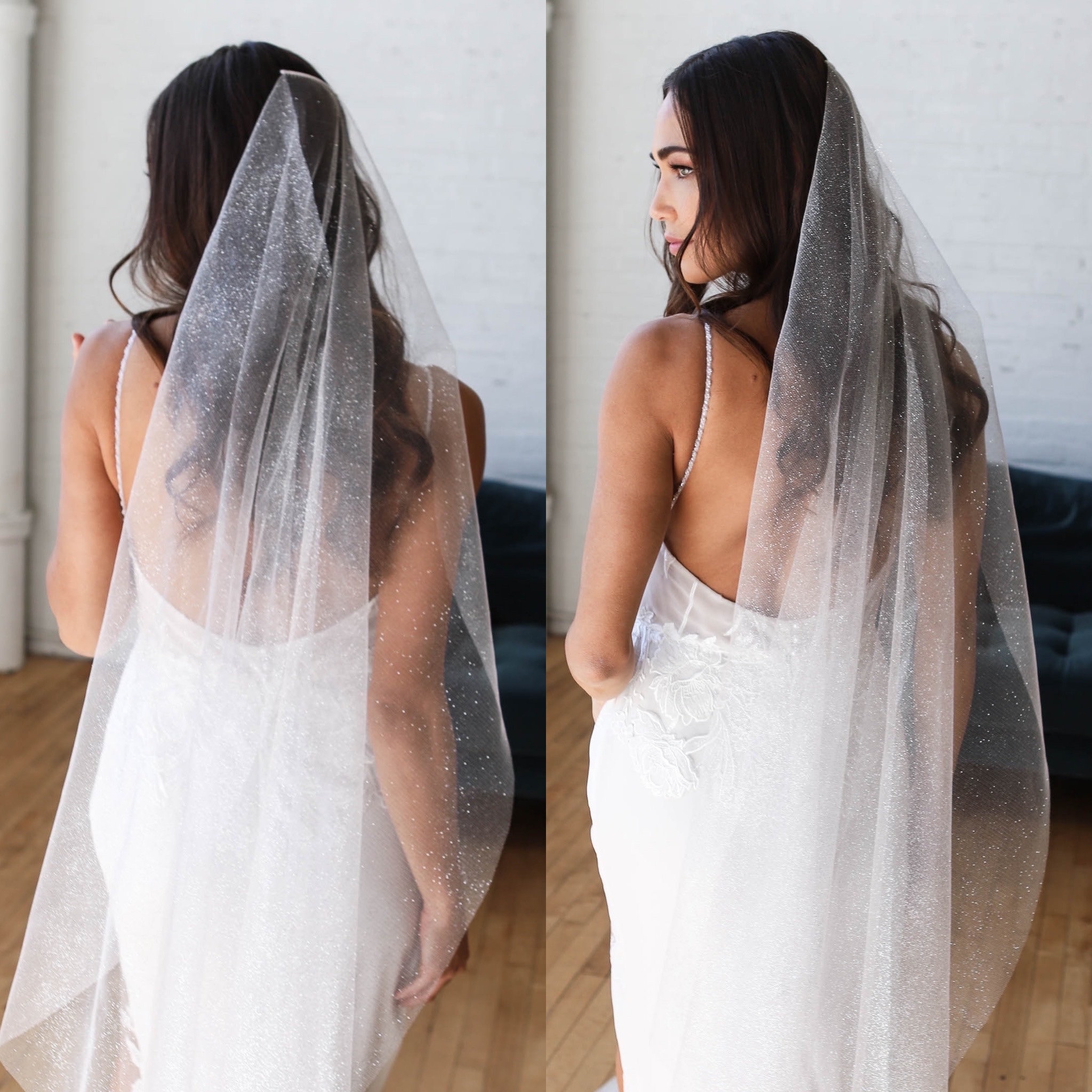White silver dusty sparkles veil Sparkle Silver Star Veil - Etsy main image 3