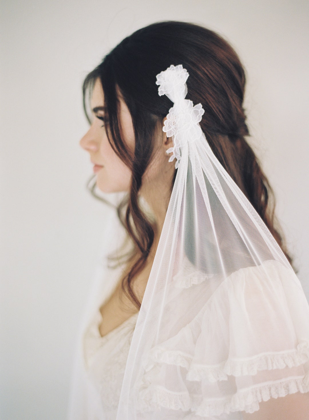 Drape Veil Swoop Veil Chantilly Lace Veil English Net Veil Etsy