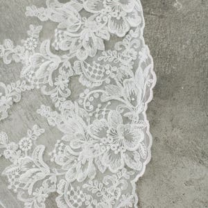 Embroidered Veil, Cathedral Lace Veil, Wedding Veil, Crystal Veil, Lace Appliqué Veil, Cathedral Veil, Bridal Veil, Ivory Long Veil, 1609 image 3