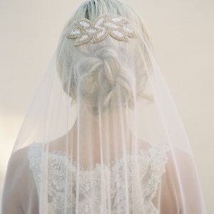 Englisch Netz Schleier | Custom Schleier von Veiled Beauty | Champagner und Gold Perlen Schleier-Weicher Hochzeitsschleier-1920er Jahre Kopfschmuck-Kapelle Länge Schleier - 1518