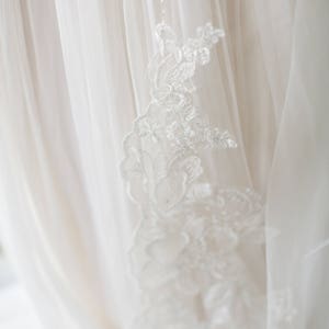 Embroidered Veil, Cathedral Lace Veil, Wedding Veil, Crystal Veil, Lace Appliqué Veil, Cathedral Veil, Bridal Veil, Ivory Long Veil, 1609 image 4