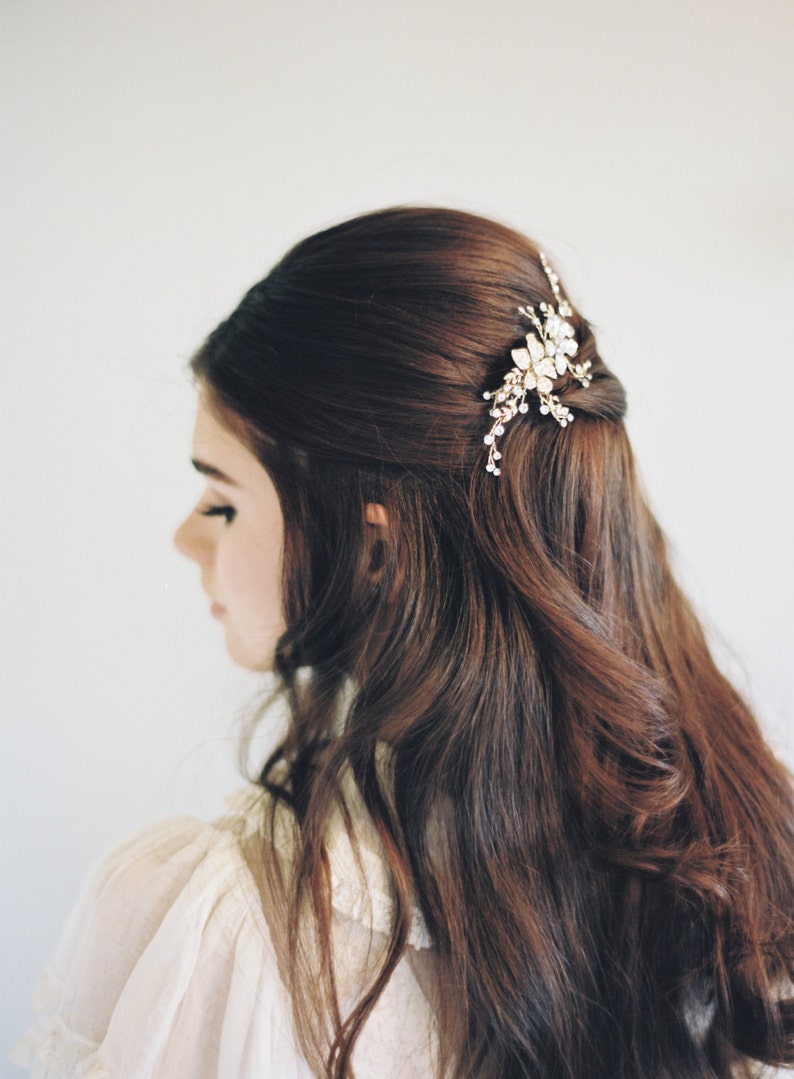 Rose Gold Hair Vine-Swarovski Crystals-Rhinestone Hair Vine-Silver Wedding Tiara-Bohemian Crown-Rose Gold Headpiece-Crystal Halo 1602 image 2