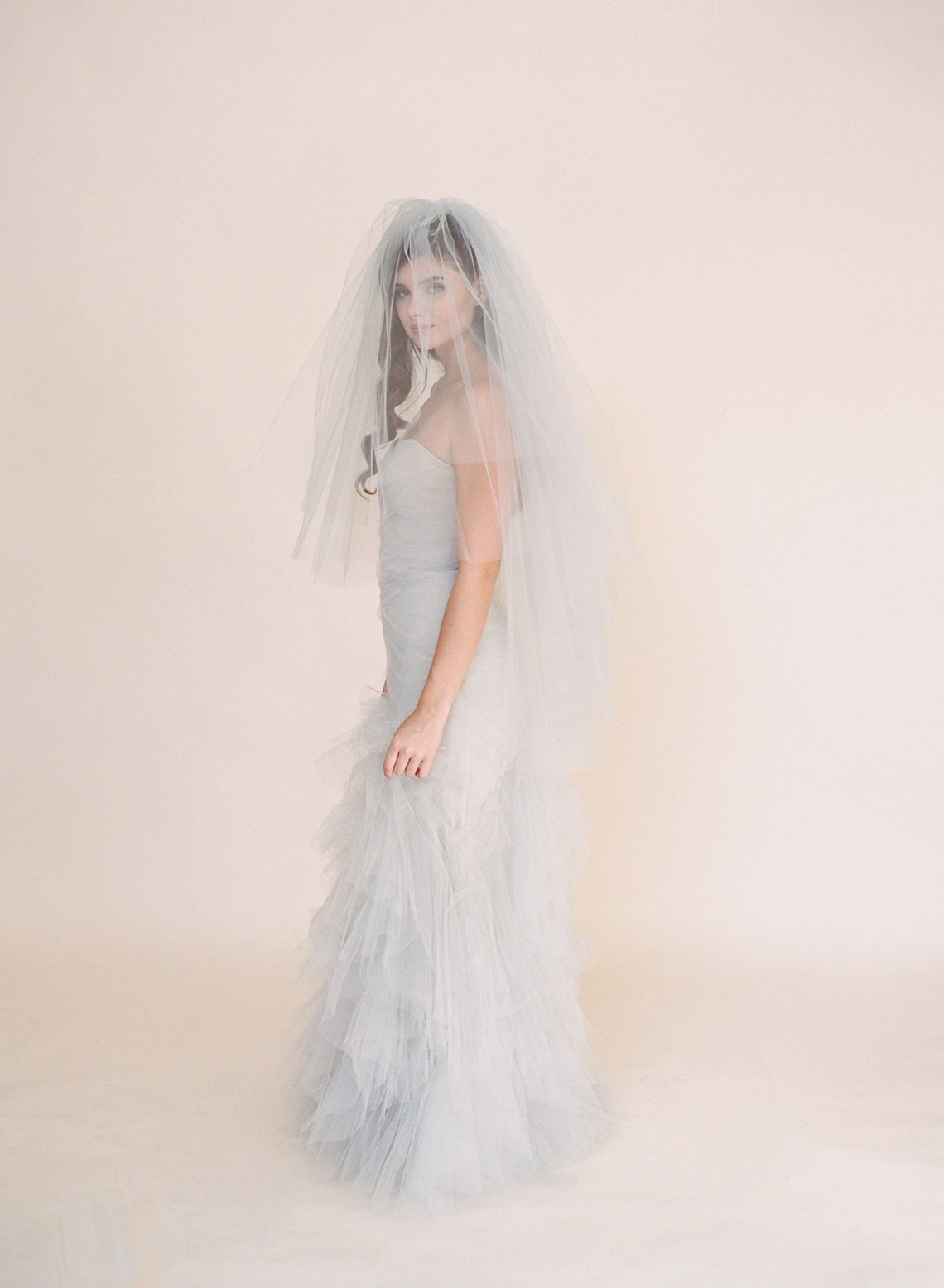 Gray Wedding Veil Bridal Veil Ballet Length Tulle Veil Etsy