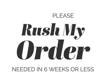 RUSH FEE: Domestic Rush Fee (Item Needed in 4 Weeks or less)-International Rush Fee (Item Needed in 8 Weeks or less)-