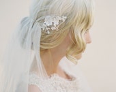 Juliet Cap Veil-Boho Veil-Bohemian Crown-Halo Crown-1920s Bride-1920s Headpiece-Chapel Length Veil-Soft Wedding Veil-Lace Applique- 1513