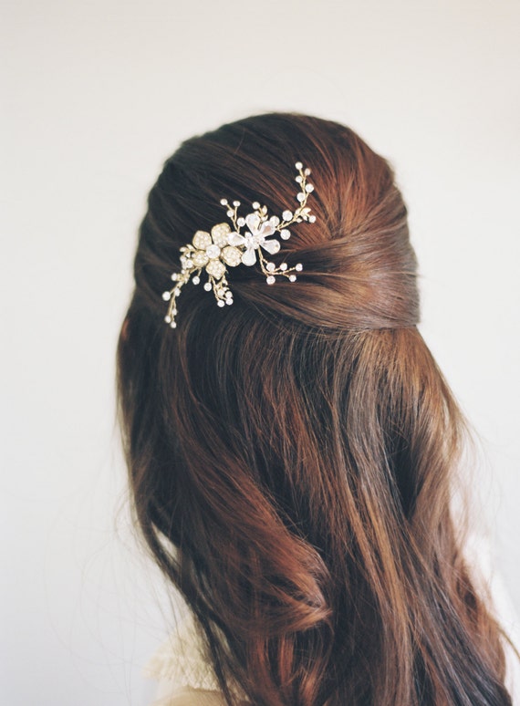 Rose Gold Swarovski Hair Vine Wedding Hair Accessories Rose Gold , Bridal Hair Vine Rose  main image 4