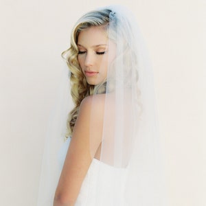 Little Something-Soft Tulle Fabric-Ivory Blusher Veil-Chapel Length Veil-Simple Wedding Veil-Boho Veil | Custom Veil by Veiled Beauty | 0802