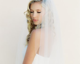Little Something-Soft Tulle Fabric-Ivory Blusher Veil-Chapel Length Veil-Simple Wedding Veil-Boho Veil | Custom Veil by Veiled Beauty | 0802