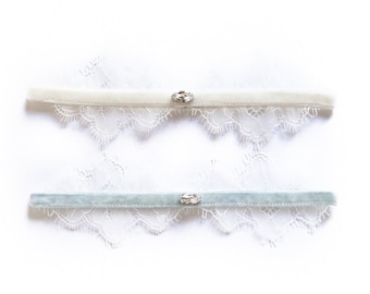 Rhinestone Garter-Lace Lingerie Set-Wedding Garter-Bridal Garter Toss-Boho Lingerie-Velvet Garter-1920s Bride-Boho Garter-Garter-  1804