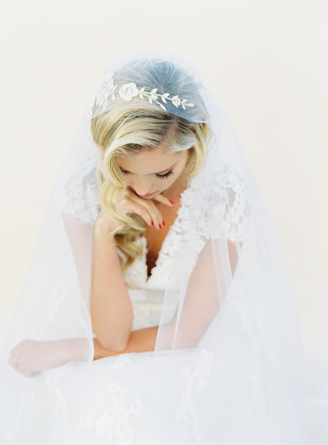 Juliet Cap Veil Flower Crown Veil Halo Crown Chapel Length Etsy