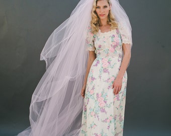 Little Something-Pink Tulle | Custom Veil by Veiled Beauty | Soft Tulle Fabric-Soft Wedding Veil-Simple Wedding Veil-Chapel Length Veil-0802