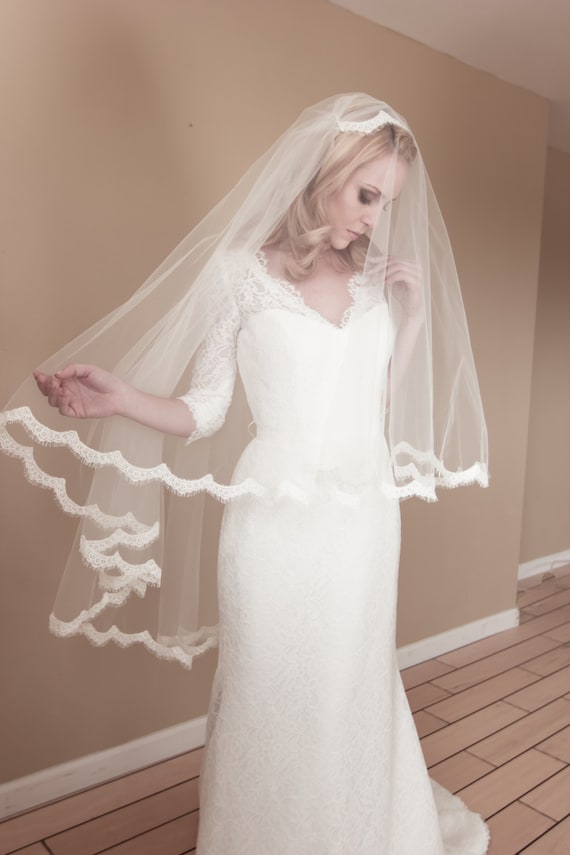 Juliet Cap Veil-fingertip Length-chapel Length Veil-soft  display picture 1