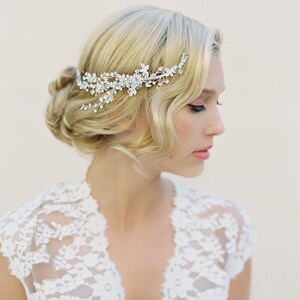Crystal Bridal Hair Comb, Woodland Rhinestone Silver Hair Vine, Crystal Hair Vine, Bohemian Crystal Halo Crown, Wedding Hair Comb 1504