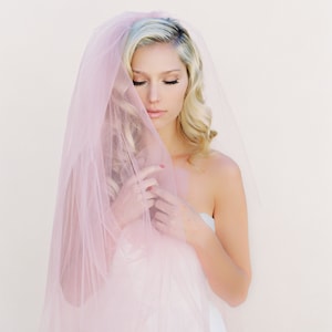 Blush Veil-Little Something-Simple Wedding Veil-Ivory Simple Veil-Soft Wedding Veil Chapel Length Veil-Wedding Veil Blusher-Boho Veil 0802 image 1