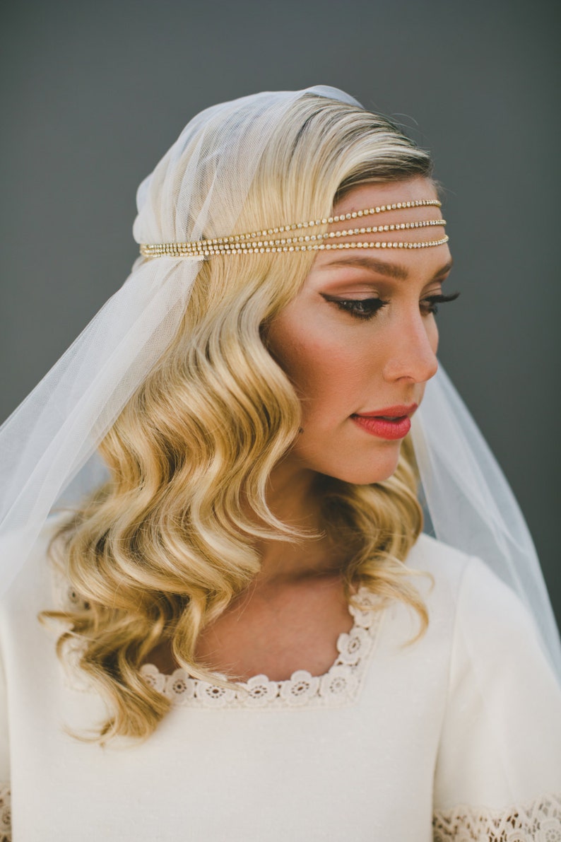 Gold Boho Headband Bohemian Headband Juliet Cap Veil Veiled Etsy