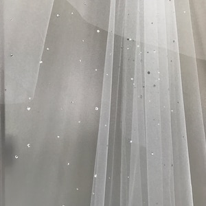 Drop Crystal Veil, Drop Veil, Drop Wedding Veil, Swarovski Veil, Simple Wedding Veil, Soft Veil, Chapel Length Veil, Veiled Beauty, 1805