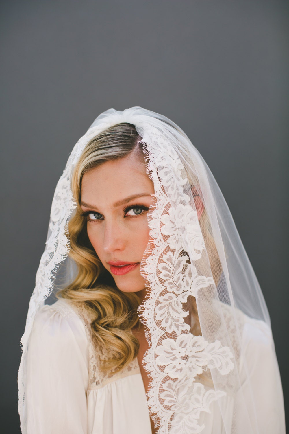 First Communion Crown Veil with Metal Loops 