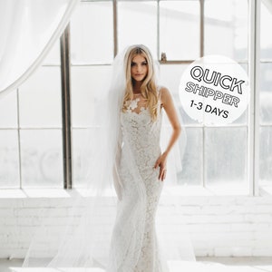 Sheer Tulle Veil | Wedding Veil | Classic Bridal Veil | Cathedral Veil | Fingertip Veil | Long Veil | Chapel Veil | Traditional Veil | 0802