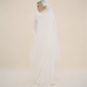 Juliet Cap Veil-Boho Veil-Bohemian Crown-Halo Crown-1920s Bride-1920s Headpiece-Chapel Length Veil Soft Wedding Veil-Lace Applique-1514 image 5
