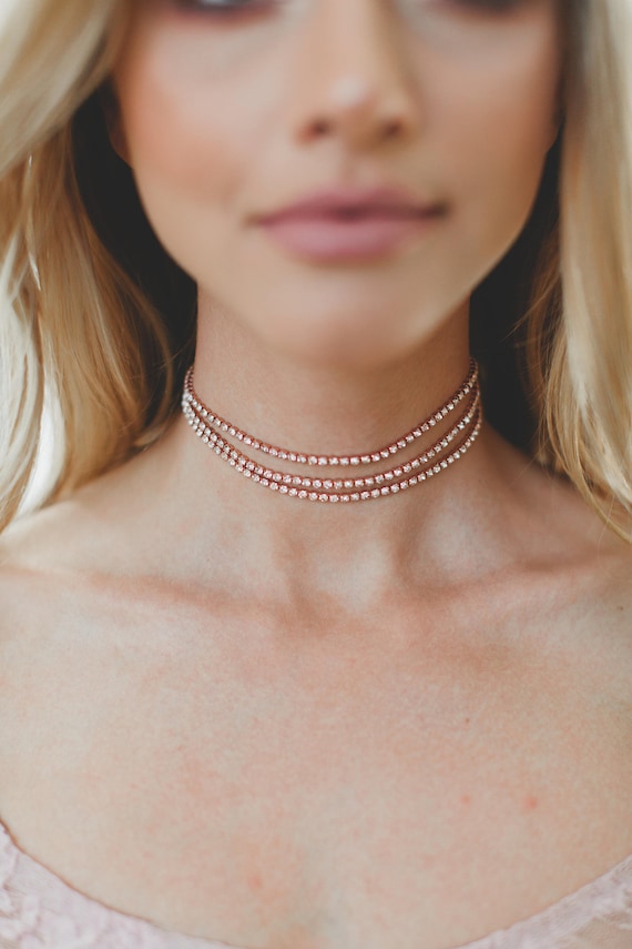 rose gold sequin chain choker mini dress Oradina 14K Cabaret Chain Choker