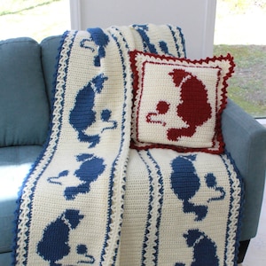 Cat And Mouse Afghan & Pillow Set Crochet Pattern PDF Download,Crochet Cat Afghan,Crochet Mouse Afghan,Crochet Cat Pillow Pattern,Kitty Cat