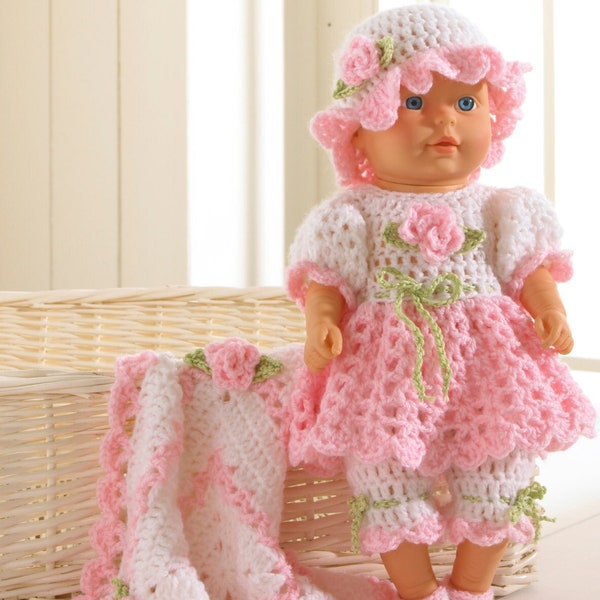 Baby Brianna 15" Doll Crochet Pattern Download,Crochet Doll Dress,Crochet Easter Pattern For Dolls,Crochet Doll Accessories,Crochet Afghan