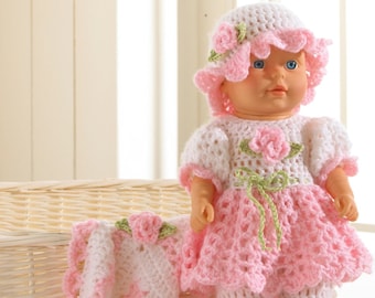 Baby Brianna 15" Doll Crochet Pattern Download,Crochet Doll Dress,Crochet Easter Pattern For Dolls,Crochet Doll Accessories,Crochet Afghan