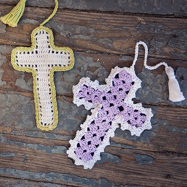 Marque-pages croisés en fil Crochet Pattern PDF Télécharger, Cross Stitch Shell, Filet Crochet Cross, Religious Crochet Cross, Crochet Bookmarks PDF