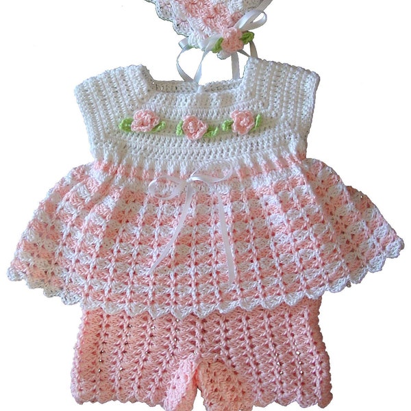 Jamie Baby Set Crochet Pattern PDF Download,Crochet Baby Dress,Crochet Baby Bonnet,Lace Crochet Baby Shorts,Crochet For Baby,Newborn Crochet