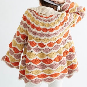 Vintage Shell Stitch Pullover Jacke häkeln,Muschelstich Vintage Mantel,Vintage häkeln Shell Jacke,Muschelstich Strickjacke,übergroße Mantel PDF