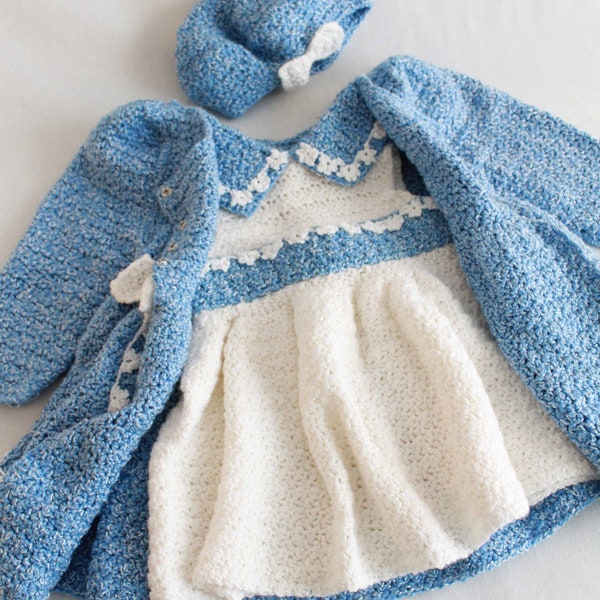 Bon Bon Dress & Jacket Crochet Pattern PDF Download,Crochet Easter Dress Pattern,Crochet Baby Dress,Crochet Baby Jacket,Crochet Baby Beret