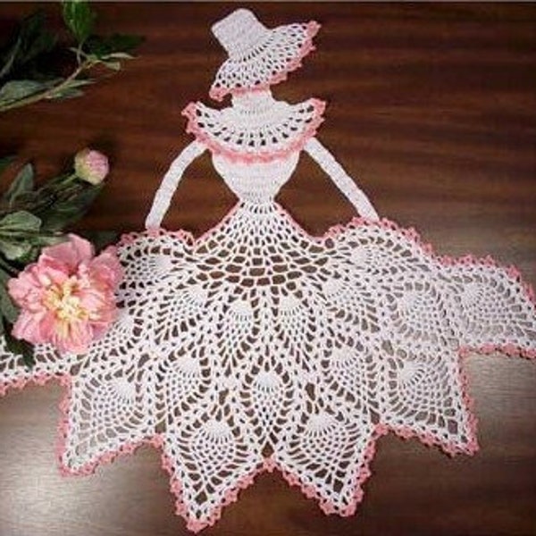 Ladies of Lace Doily Set Crochet Pattern PDF Download,Pineapple Crinoline Lady Doily,Girl With Bird Doily,Vintage Crinoline Ladies,Doily PDF