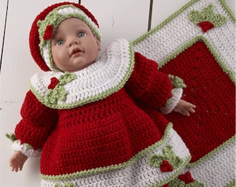 Christmas Baby Doll Crochet Pattern, Holiday Outfit (PDF Download)
