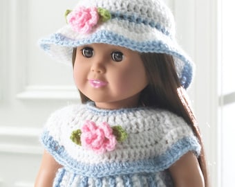 Little Miss Rosalie 18" Doll Outfit Crochet Pattern PDF Download,18 Inch Doll Fashion,Doll Clothes Crochet Pattern,AG Doll Crochet Dress PDF