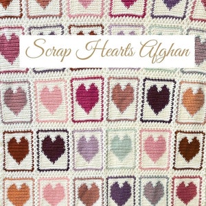 Scrap Hearts Afghan Crochet Pattern, Heart Baby Blanket Pattern Easy Valentines Gift Crochet Afghan Handmade Blanket PDF Download