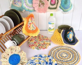 Crochet Pattern Pdf Floral Bouquet Of Dishcloths Set 2 Etsy - 